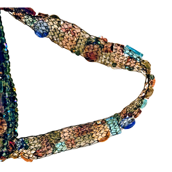 Vintage Handmade Crystal and Wire Small Handbag Unique - Picture 4 of 8